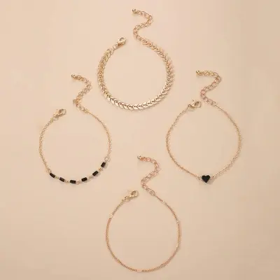 Picture of 4 In 1 Bracelets Bohemian Wind Flower Starfish Buckle Ring Circle Bracelet Set - Breslet For Women