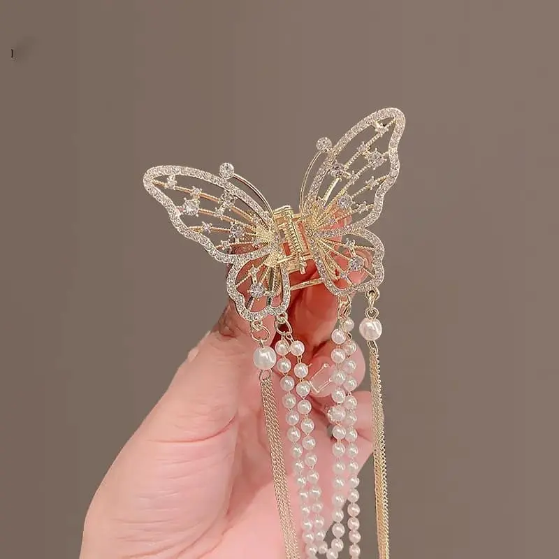 Picture of Butterfly Claw Clip Rhinestone Design with Tail for Women & Girls