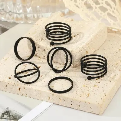 Picture of 6pcs/set Simple Rings Finger Set Multi Layer Opening Jewelry Rings for Women Jewelry Remarkable - Disclose Styles & Luxe
