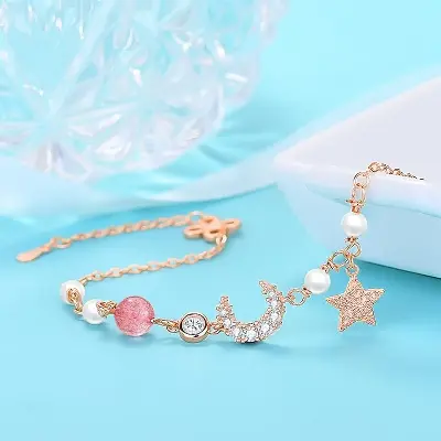 Picture of Korean Style Crystal Star Moon Charm Bracelets for Women