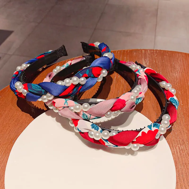 Picture of Cute Blue Pearl Headband Hair Bands For Women