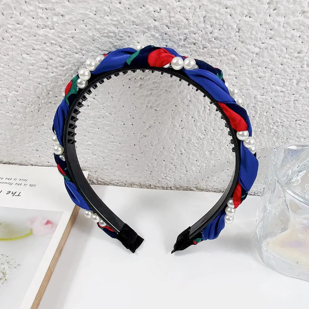 Picture of Cute Blue Pearl Headband Hair Bands For Women