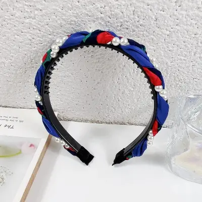 Picture of Cute Blue Pearl Headband Hair Bands For Women