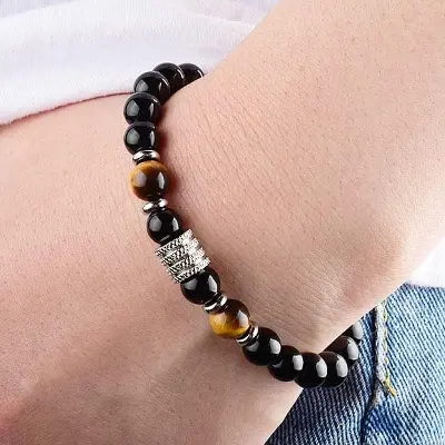 Picture of Superb Understated -Craftsmanship and Trendy -Classic Red Tiger Eye Men Bracelet - Sterling Silver- Progressively Better