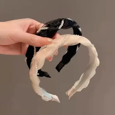 Picture of Korean Version  Pearl Hair Hoop Small Fashion Simple French Hair Clip Hairbands  For Women /Girls