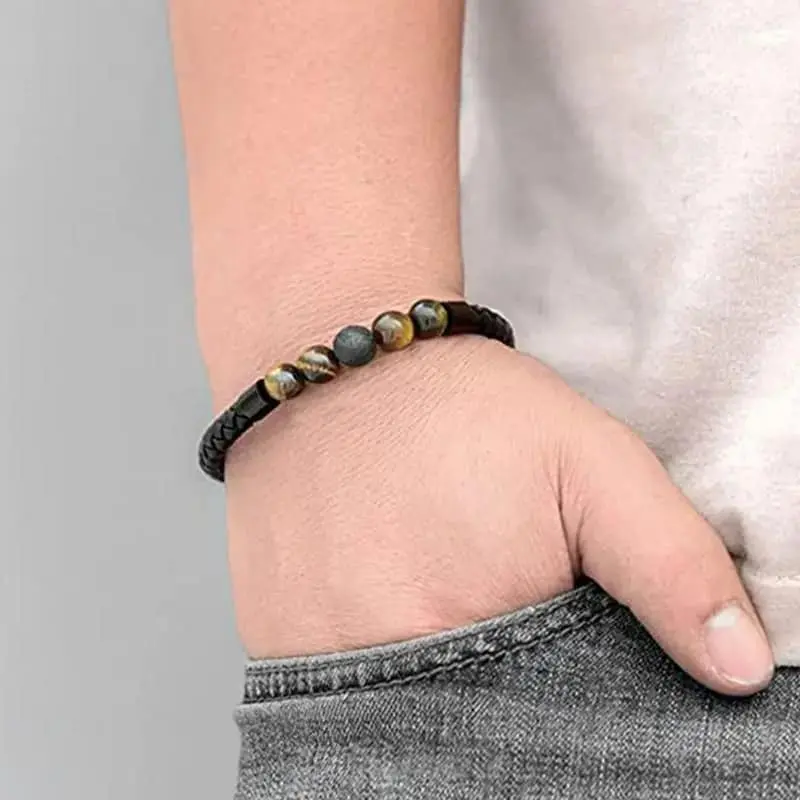 Picture of Premium Quality - Tiger's Eye Magnetic Buckle Magnetic Beads Bracelet for Men - Modern - Choice Expression - Understated Sophistication