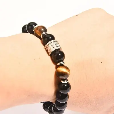 Picture of Lavish indulgent - Tiger Eye Stone Charm Stainless Steel Accessories Chain Bracelets for Men - Sensible - Must Have - Durablity Assurance