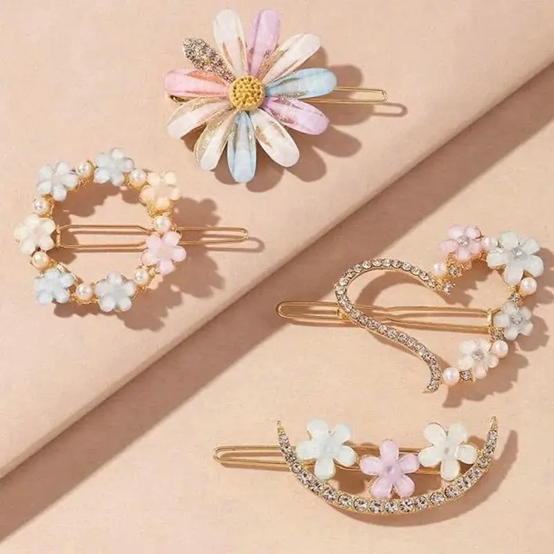 Picture of Understated -Craftsmanship and Trendy -Alloy flower rhinestone sideclip hairclip set For Women/Girls- Progressively Better