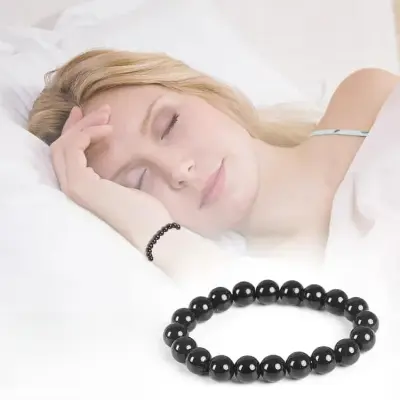 Picture of Natural Stone Beads Bracelet for Men Women Black Matte Onyx Stone Beads Adjustable