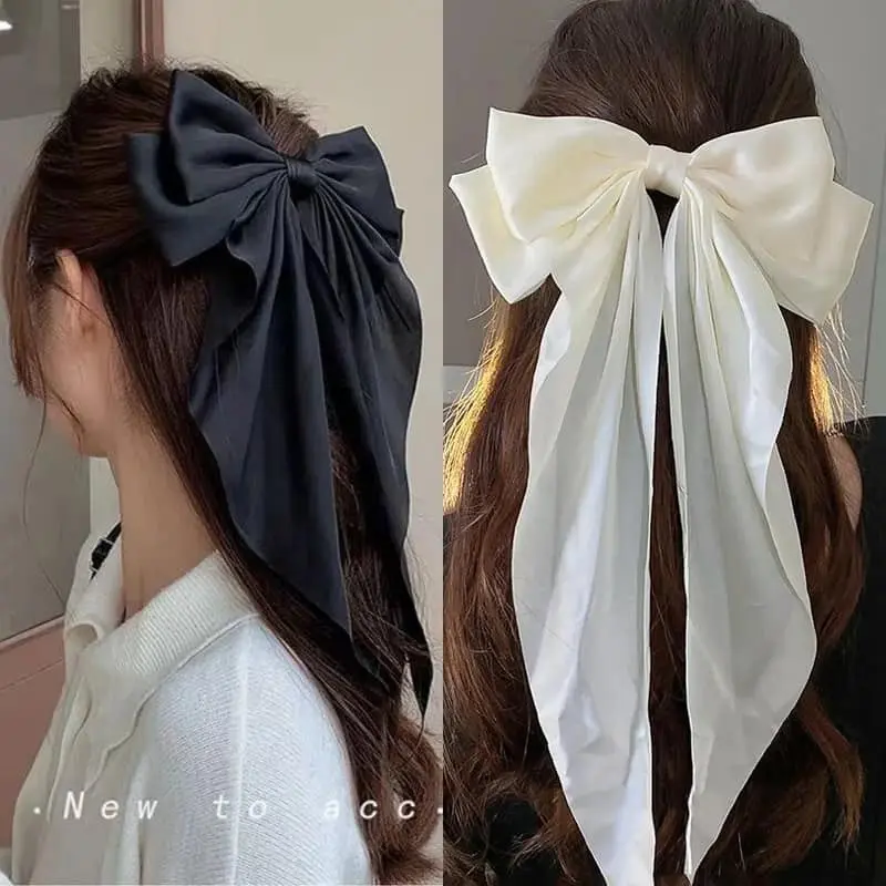 Picture of Korean White Fashion Plaid Butterfly Bow Hairpin Girl Hair Accessories for Women