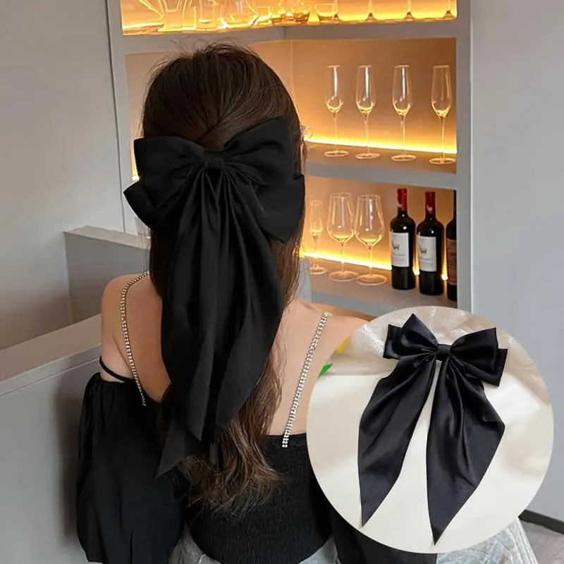 Picture of Korean White Fashion Plaid Butterfly Bow Hairpin Girl Hair Accessories for Women