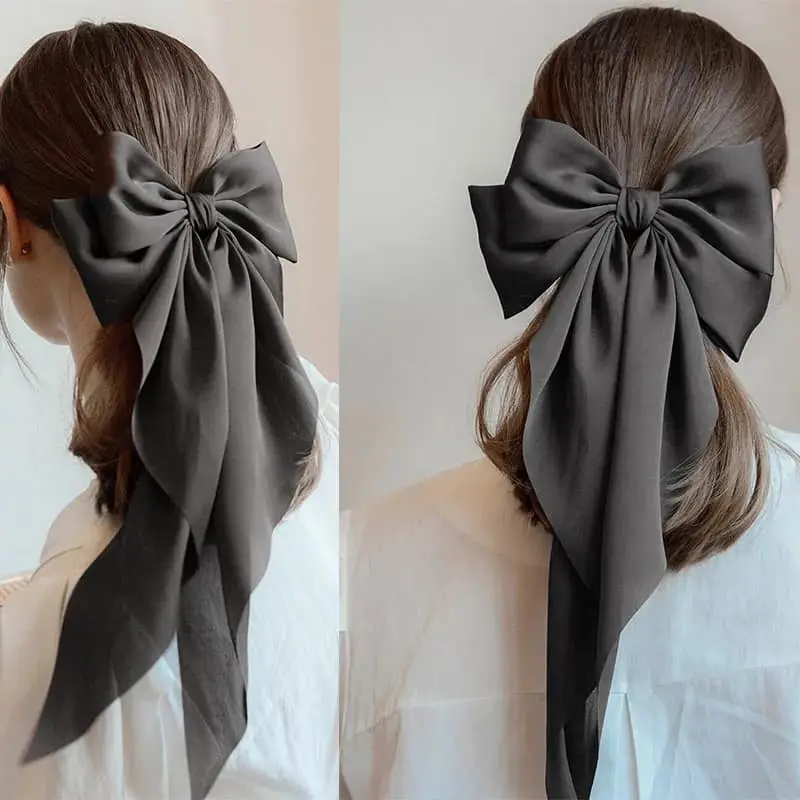 Picture of Korean Large Ribbon Hair Clip Elegant Long Bow Hairpin Style For Womans