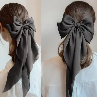 Picture of Korean Large Ribbon Hair Clip Elegant Long Bow Hairpin Style For Womans