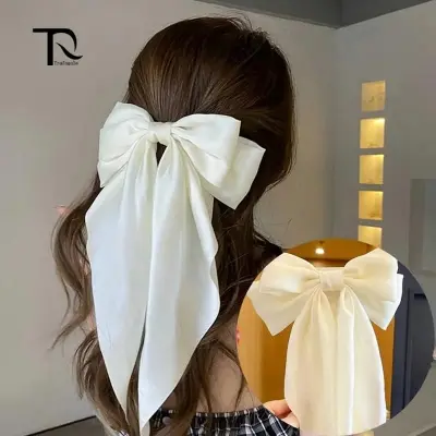 Picture of Korean White Fashion Plaid Butterfly Bow Hairpin Girl Hair Accessories for Women