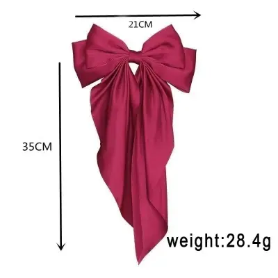 Picture of 1 Pices Big Satin Layered Hair Bows for Women - Long Black Ribbon