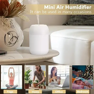 Picture of Mini Portable Air Humidifier 300ml USB Car Air Purifier Fogger Mist Maker with LED Night Lamp Ultrasonic Sprayer Home Appliance