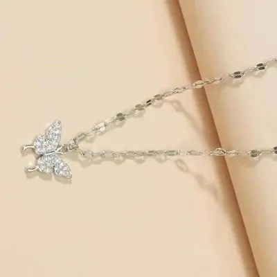 Picture of Butterfly pendant necklace with rhinestone