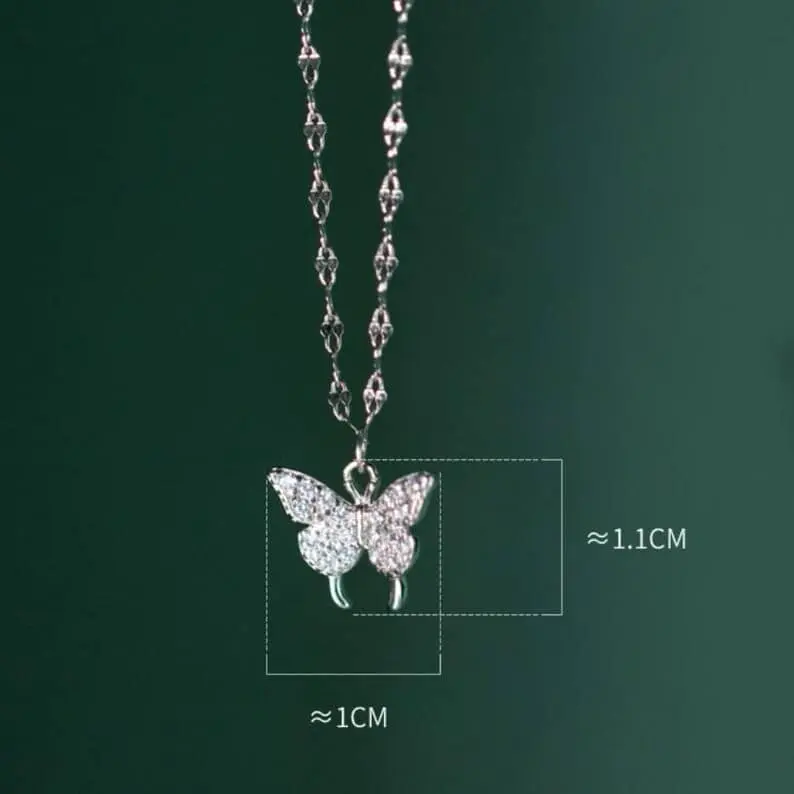 Picture of Butterfly pendant necklace with rhinestone