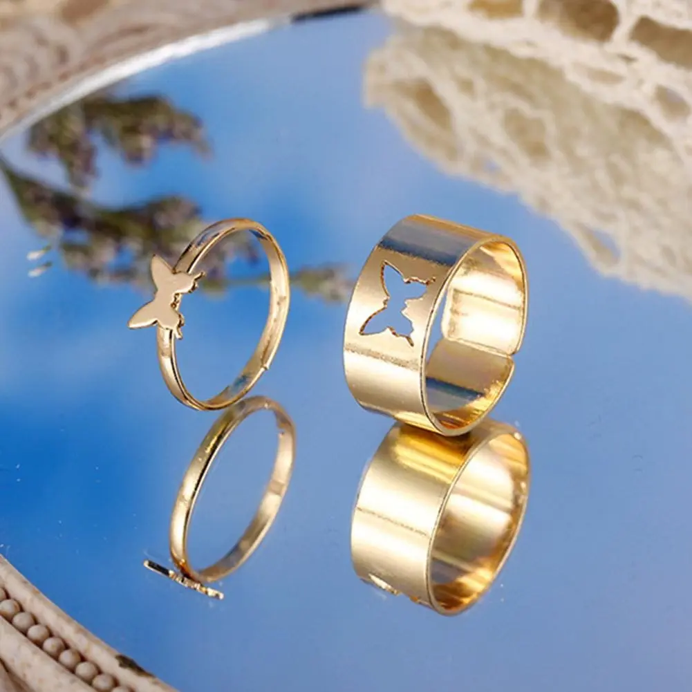 Picture of 2 Pcs Butterfly Rings For Women Men Lover Couple Ring Set