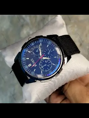 Picture of Fashionable Nylon Denim Belt and Stylish Watch for Men