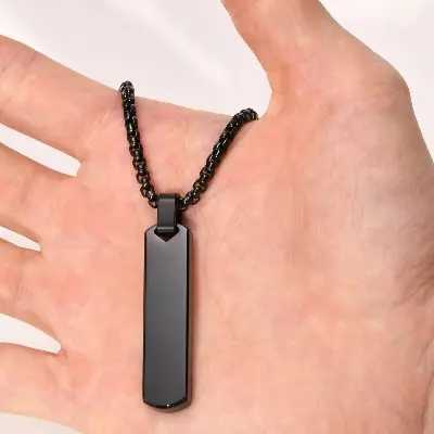 Picture of Bar Pendant Necklace For Men Stainless Steel Box Chain Pendant Men’s Necklace