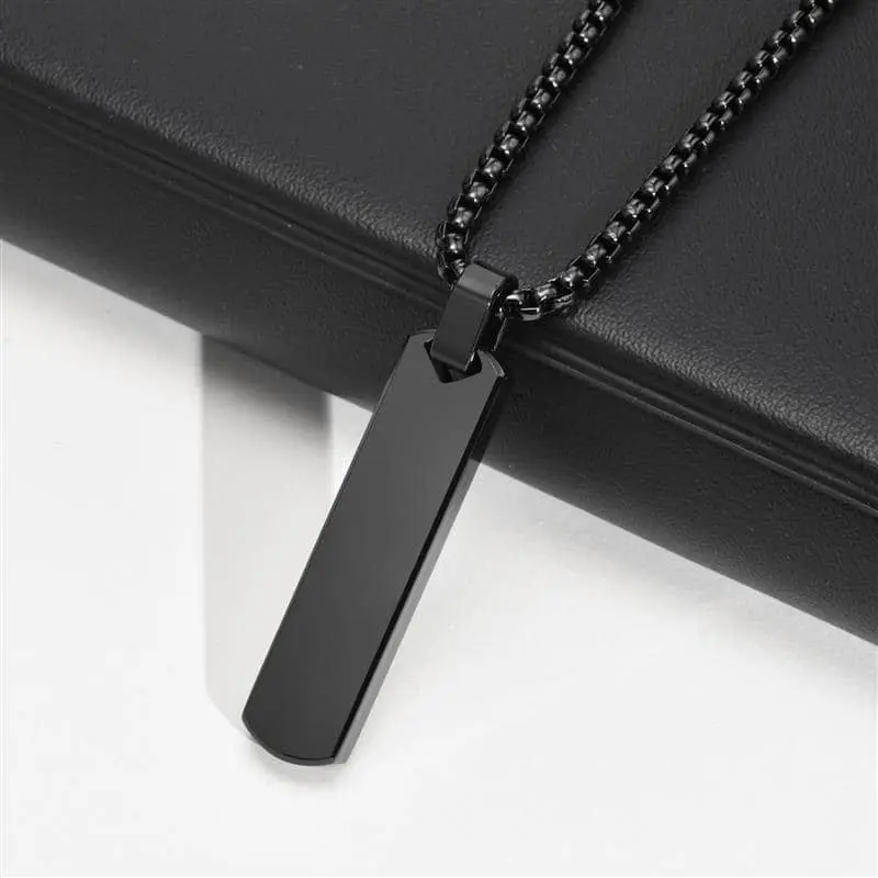 Picture of Bar Pendant Necklace For Men Stainless Steel Box Chain Pendant Men’s Necklace