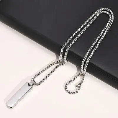 Picture of Trendy Simple Stainless Steel Silver Cross Pendant Chain  Necklace For Men