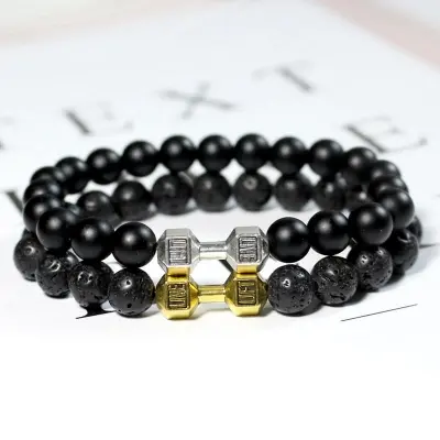 Picture of Golden  Dumbbell Sports Bracelet for Men