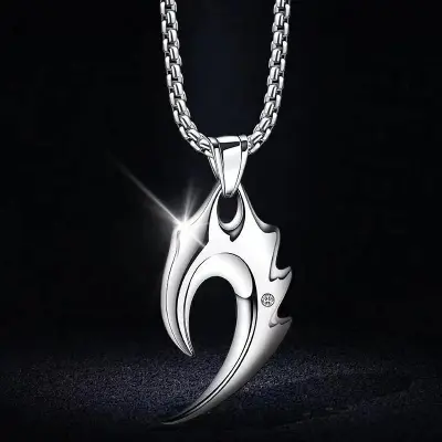 Picture of Fashion New Pendant Necklace Men Punk Trendy Simple Stainless Steel Chain