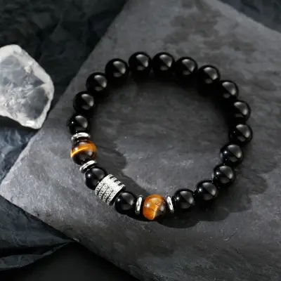 Picture of Natural Brown Tiger Stone Bracelet For  Men