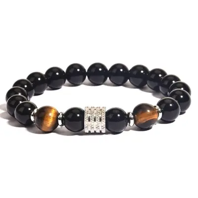 Picture of Natural Brown Tiger Stone Bracelet For  Men