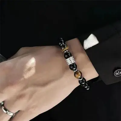 Picture of Natural Brown Tiger Stone Bracelet For  Men