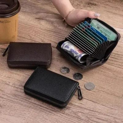 Picture of Brown Color Cards Holders Business Zipper Card Holder Organizer  For Men
