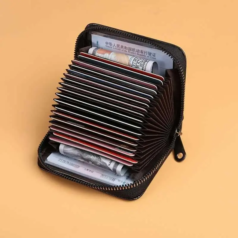 Picture of Brown Color Cards Holders Business Zipper Card Holder Organizer  For Men