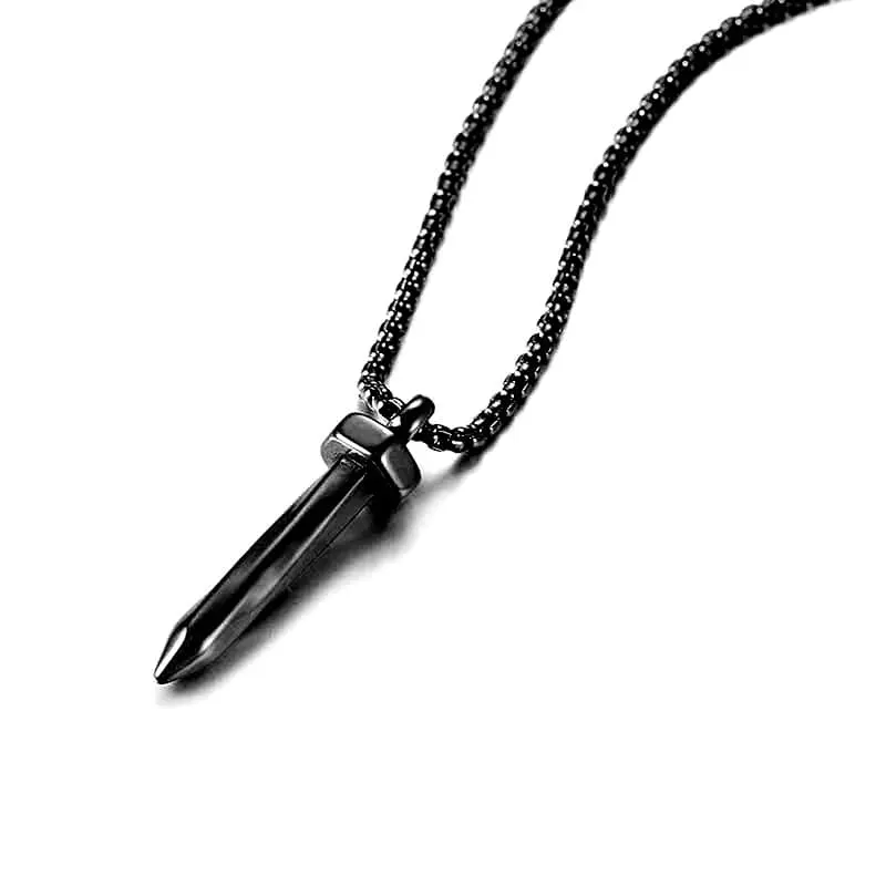 Picture of Trendy Twisted Nail Shape Pendant  Stainless Steel Silver Cross Pendant Necklace For Men