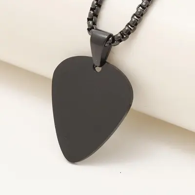 Picture of Black Guitar Stainless Steel Blanks Chain  Pendants 32*28MM-Black