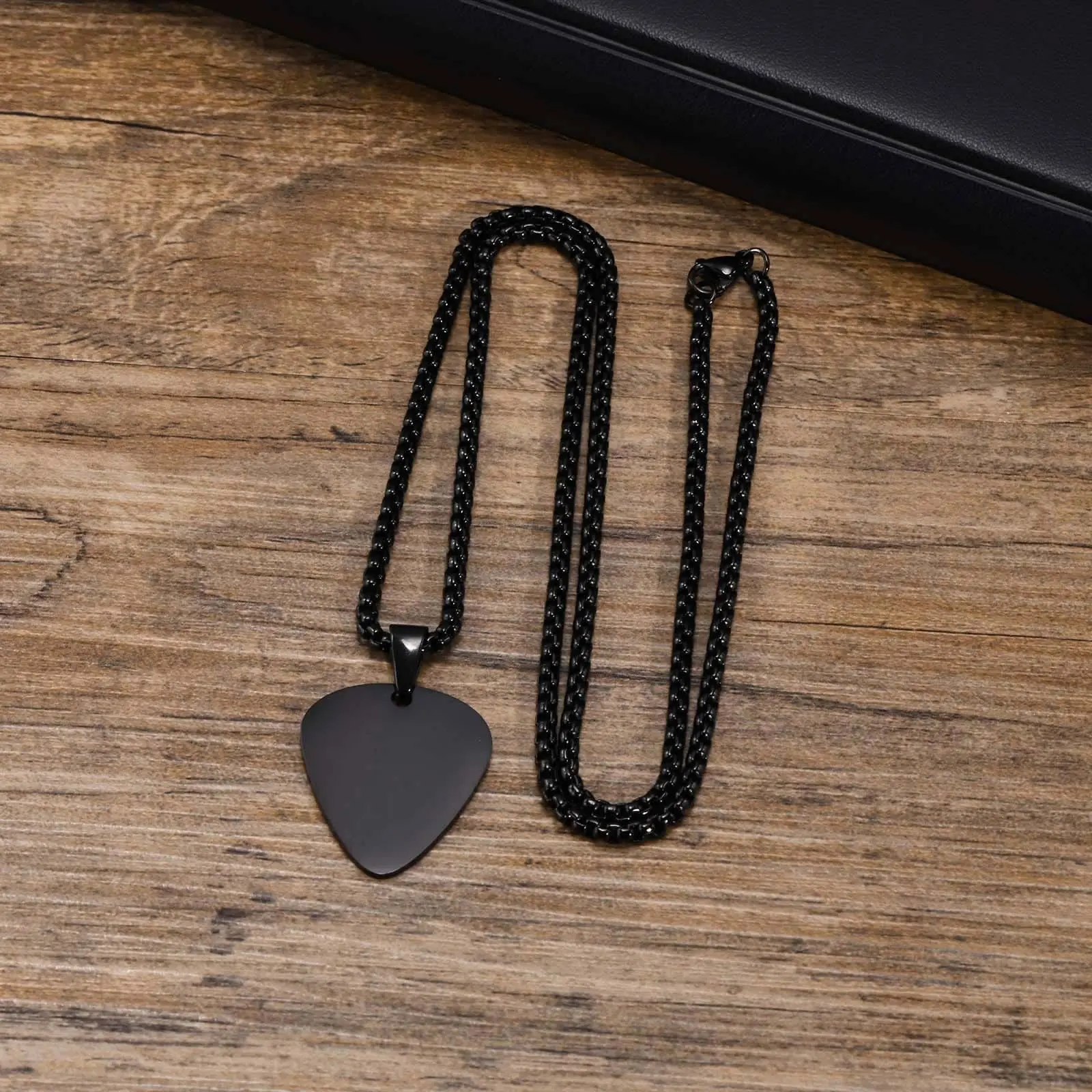 Picture of Black Guitar Stainless Steel Blanks Chain  Pendants 32*28MM-Black