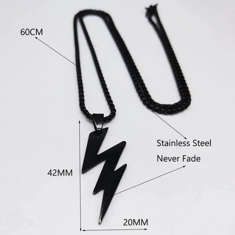 Picture of Black  Lightning Pendant Stainless Steel Chain For Men