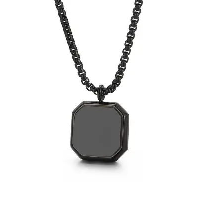 Picture of Waterproof Black  Plated Men Lightning Pendant Necklace Chain  for Men Male Boys Gifts Jewelry