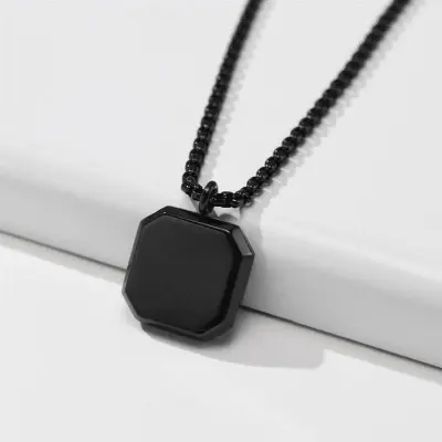 Picture of Waterproof Black  Plated Men Lightning Pendant Necklace Chain  for Men Male Boys Gifts Jewelry