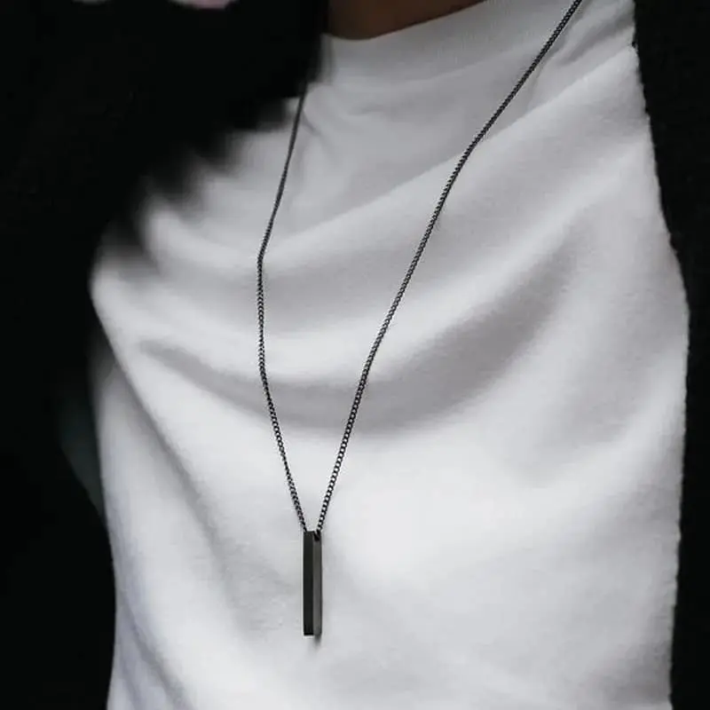 Picture of Black Stainless Steel Trendy Fashion Necklace For Men