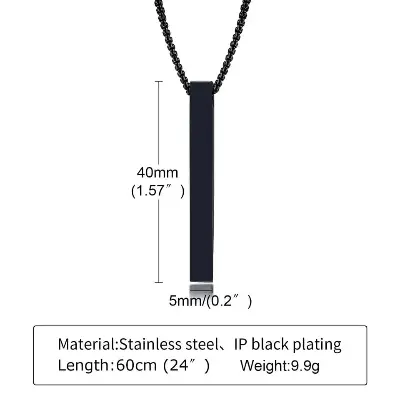 Picture of Black Stainless Steel Trendy Fashion Necklace For Men