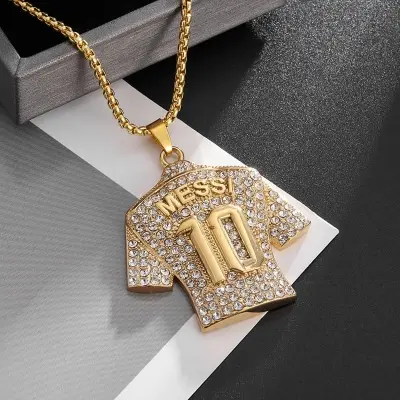 Picture of New Crystals Football MESSI Jersey Pendant Necklace Chain  for Men