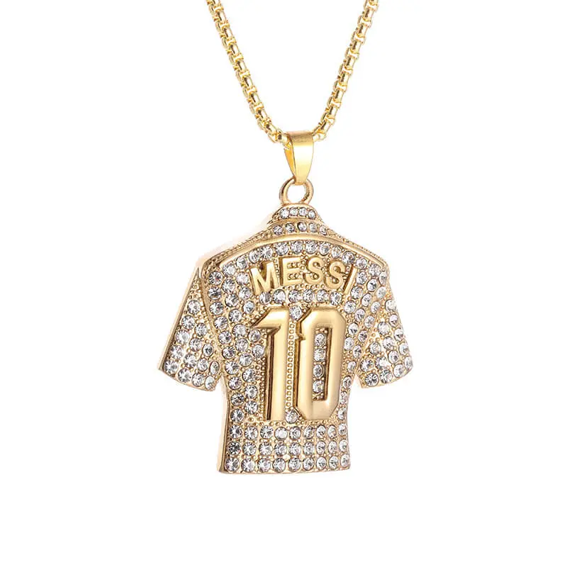 Picture of New Crystals Football MESSI Jersey Pendant Necklace Chain  for Men