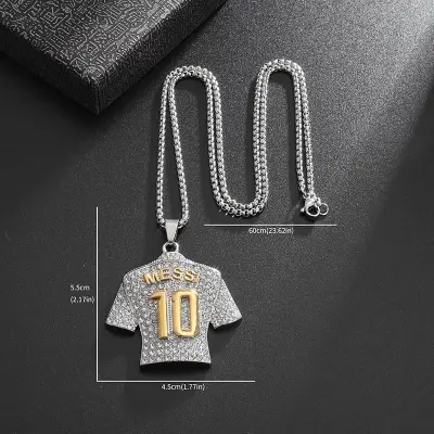 Picture of Crystals Football MESSI Jersey Pendant Necklace Chain  for Men