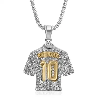 Picture of Crystals Football MESSI Jersey Pendant Necklace Chain  for Men