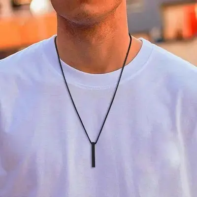 Picture of New Trendy Simple Stainless Steel Cuban Black Chain Necklace for Men - Men's Pendant