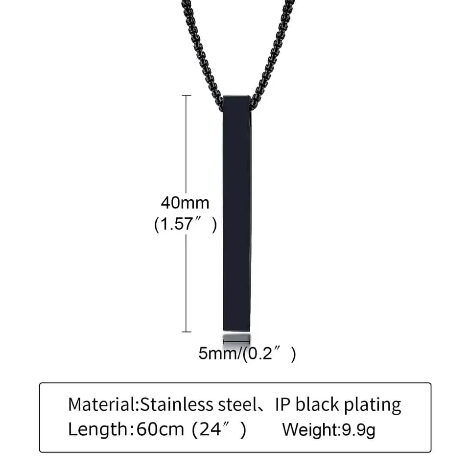 Picture of New Trendy Simple Stainless Steel Cuban Black Chain Necklace for Men - Men's Pendant