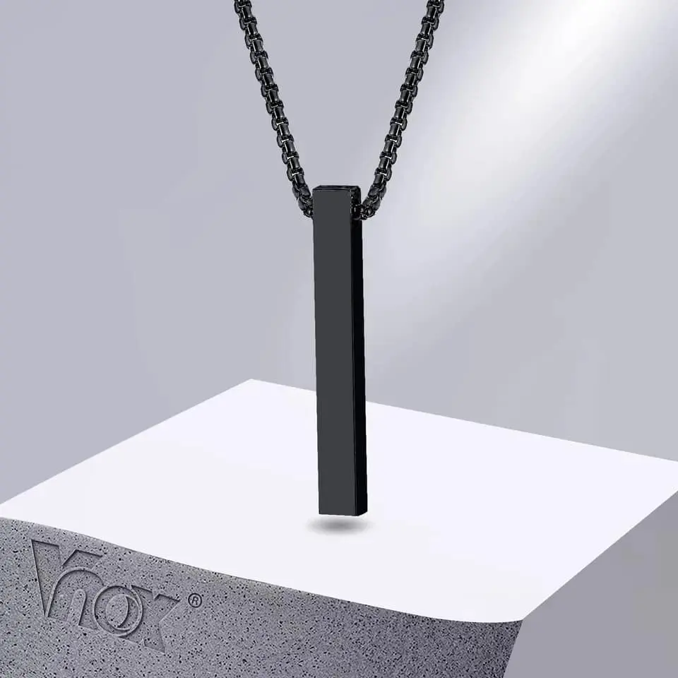 Picture of New Trendy Simple Stainless Steel Cuban Black Chain Necklace for Men - Men's Pendant