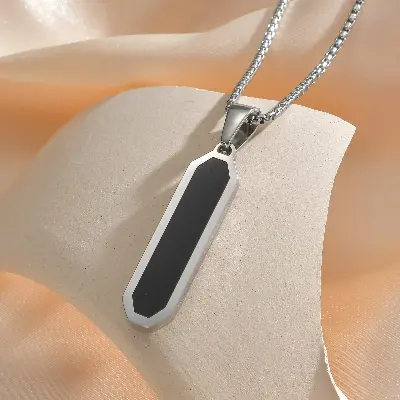 Picture of Black Square Necklaces for Men